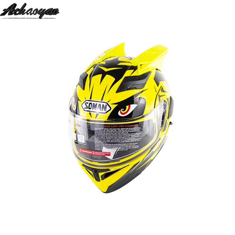 Мотоциклетный rcycle шлем персонализированный kask casco moto двойной шлем в форме черепа с рогами флип-ап Capacetes Street moto cross full face