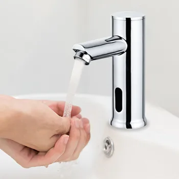 

Home Cold Water Kitchen Bathroom Rustproof Sink Tap Brass Basin Faucet Automatic Sensor Electric Single Hole Accessories Modern