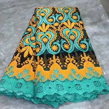 

African Embroidered Tulle Lace Fabric With Stones Nigerian Lace Fabric For Wedding Party Dress NLYNO042