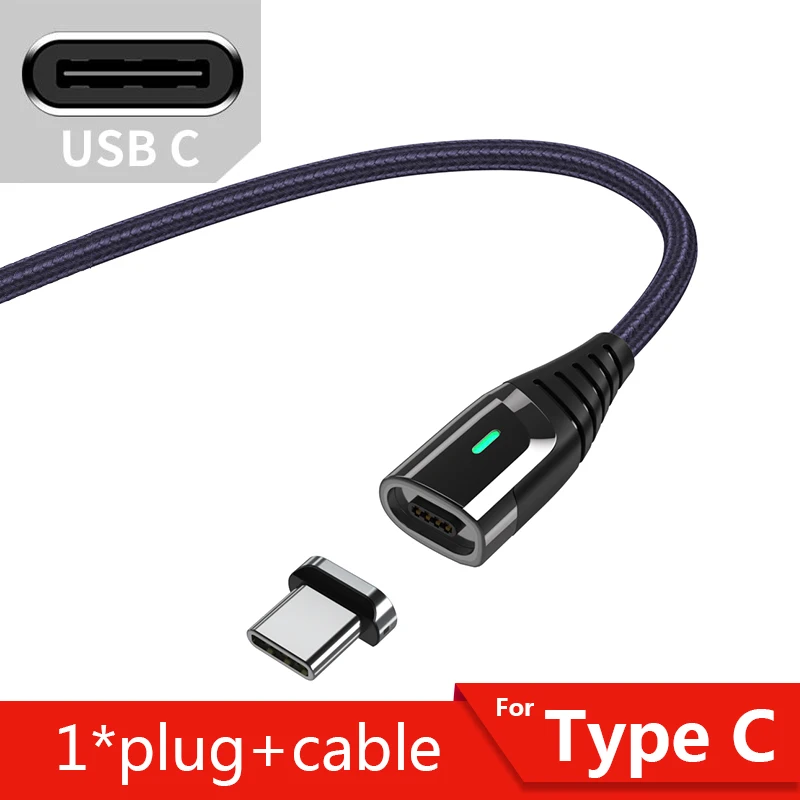 Магнитный зарядный кабель Essager Micro USB для xiaomi samsung провод для быстрого заряда Шнур usb type C type-C магнитные кабели для мобильных телефонов - Цвет: Navy Type C Cable