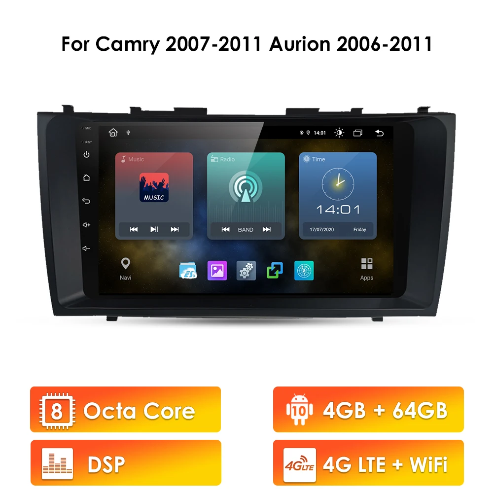 Автомагнитола 2DIN 8 ядер Android GPS навигация для Toyota Camry 40 50 2007 2008 2009 2010 2011