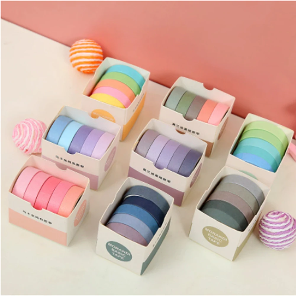 5pcs/box Washi Tape Set Cute Decorative Masking Tape  DIY Scrapbooking Adhesive Tape Handmade Crafts Decorations Supplies