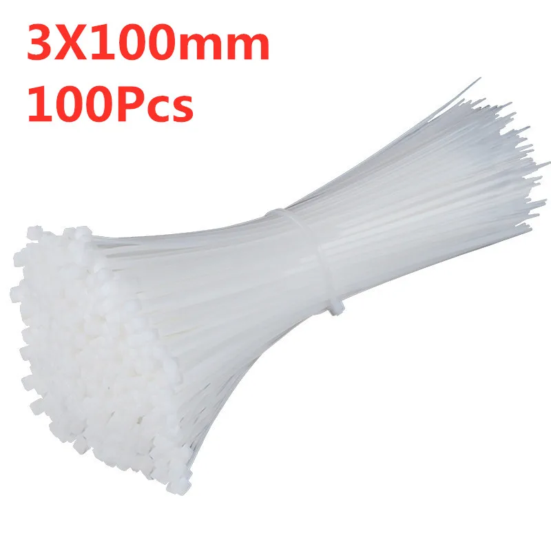 100 шт. 3X60/80/100/120/150/200 мм белый черный молоко кабель провод кабельные стяжки самоблокирующиеся Нейлоновые кабельные стяжки - Цвет: 3 x 100mm
