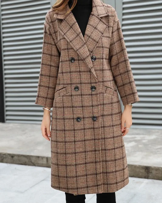 khaki Not thickened Luzuzi новое шерстяное пальто осень зима плюс бархат толстый плед шерстяной женский жакет в стиле кэжуал офисные женские свободные длинные пальто - Цвет: khaki Not thickened