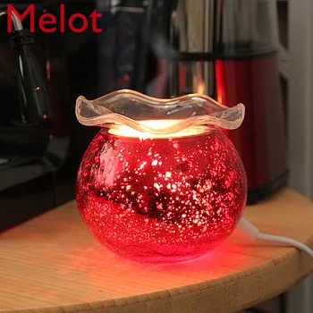 

Creative European-Style Colorful Ice Cracked Glass Aroma Lamp Romantic Home Dinner Bar Club Spa Plug-in Candlestick