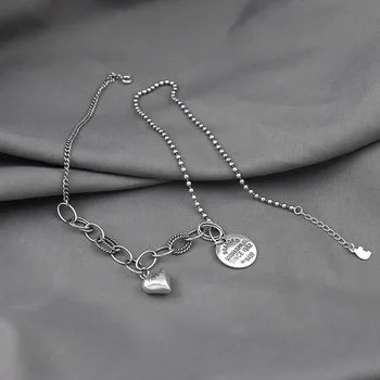 

Coolkala 2020 new sterling made Old English letters Thai silver necklace creative fashion Internet celebrity jewelry