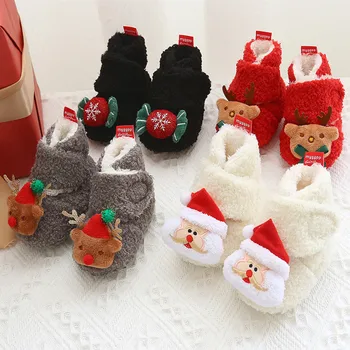 

Christmas Cotton Baby boots infant Boot Boys Girls Baby Cute Cartoon Warm Shoes Boys Girls Thickening First Walkers