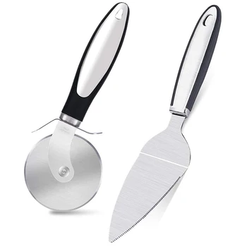 

Pizza Cutter Wheel, Quality Stainless Steel Pizza Cutter, Pizza Server Set,Very Sharp Pizza Cutter Slicer (2 Pack)