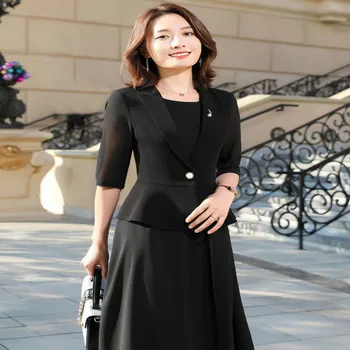 

Blazer dress suit female seven-point sleeve 2020 spring new fashion OL temperament commute women two piece outfits