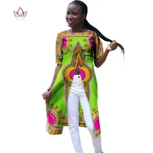 BRW Летняя женская одежда женские длинные футболки топы африканская Дашики Печатный воск Топы Плюс Размер Женская одежда 6XL WY855