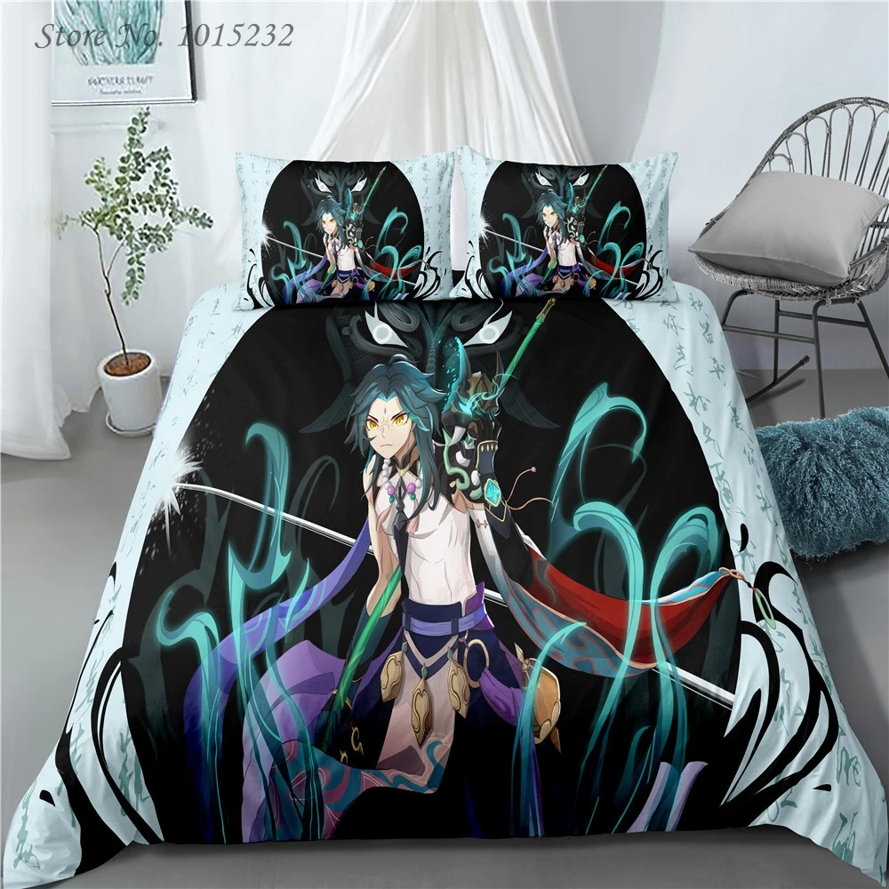 Genshin Impact 3D Printed Bedding Set Duvet Covers Pillowcases Comforter Bedding Set Bedclothes Bed Linen 01