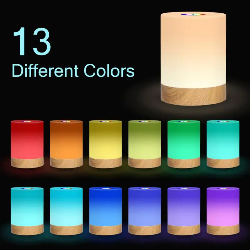 USB Rechargeable Touching &ampRemote Control Bedside Light Dimmable Table Lamp White &amp RGB Night For Living Room | Лампы и