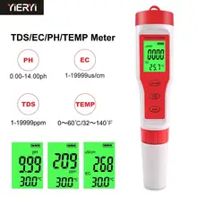 YIERYI 4 в 1 PH/TDS/EC/измеритель температуры цифровой монитор качества воды тестер для бассейнов, питьевой воды, аквариумов