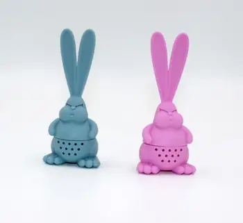 

500pcs Tea Infuser Rabbit Shape Silicone Tea Strainer Reusable Leaf Filter Herbal Spice Tea Coffee Fliter Kitchen Tools