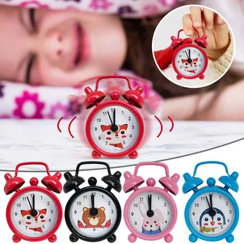 Mini Alarm Clock Electronic Round Number Double Bell Desk Table Digital Quartz Clock Home Decoration Retro Cute Cartoon Clock d4