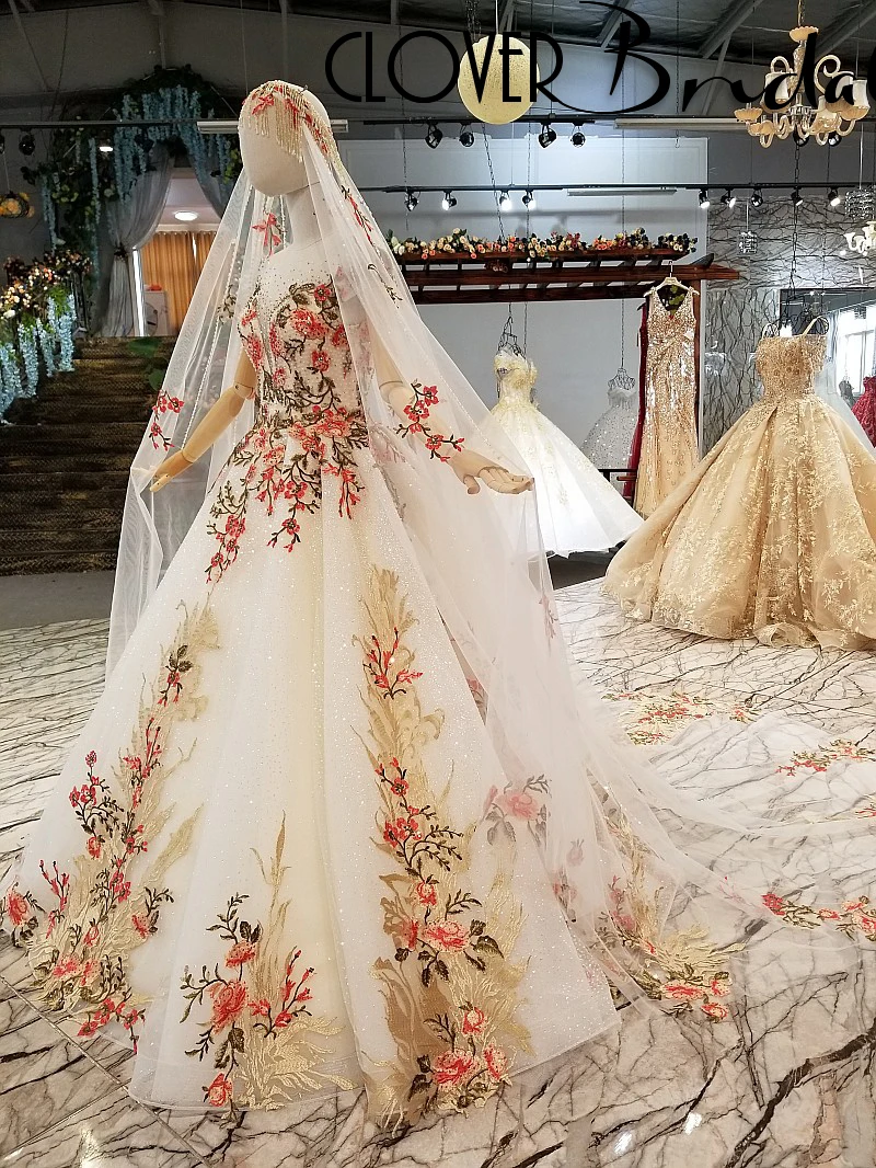 CloverBridal свадебное платье ручной работы с круглым вырезом, короткими рукавами, вышивкой камнями и бисером, накидка-Фата