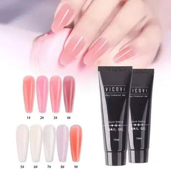 

15ml Nail Extension Gel Quick Building No Paper Holder Crystal Gel 9 Color Lasting Nail Polish Acrylic Gel Polish Nail Art TSLM1