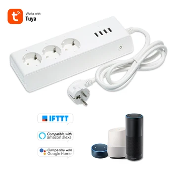 

WiFi Smart Power Strip Socket Multi-Plug Timer Switch Power Strip Outlet with 3 AC Outlets 4 USB Port App Remote Control