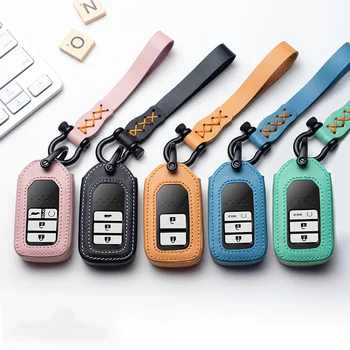 

Leather Car Key Case Cover For Honda Hrv Civic CR-V HR-V Accord 2003-2007 Jade Crider Odyssey Freed Pilot 2015-2018 Accessories