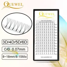 Quewel Premade Fans объемное наращивание ресниц черные матовые длинные Стволовые Ресницы C/D Curl персональный Профессиональный Макияж Наращивание ресниц