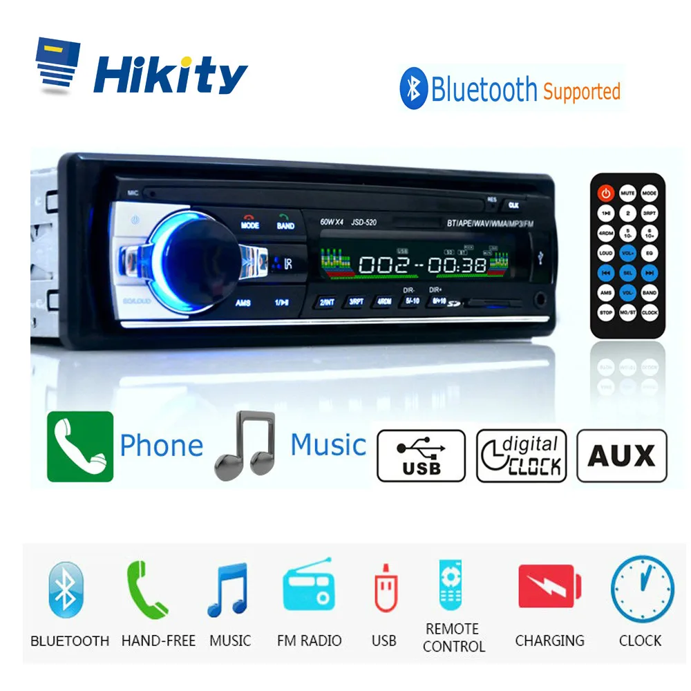 Ceny Hikity autoradio 12V JSD 520 radio samochodowe z bluetooth 1 din samochodowy odtwarzacz stereofoniczny AUX IN MP3 radio FM pilot do telefonu samochodowy sprzęt audio
