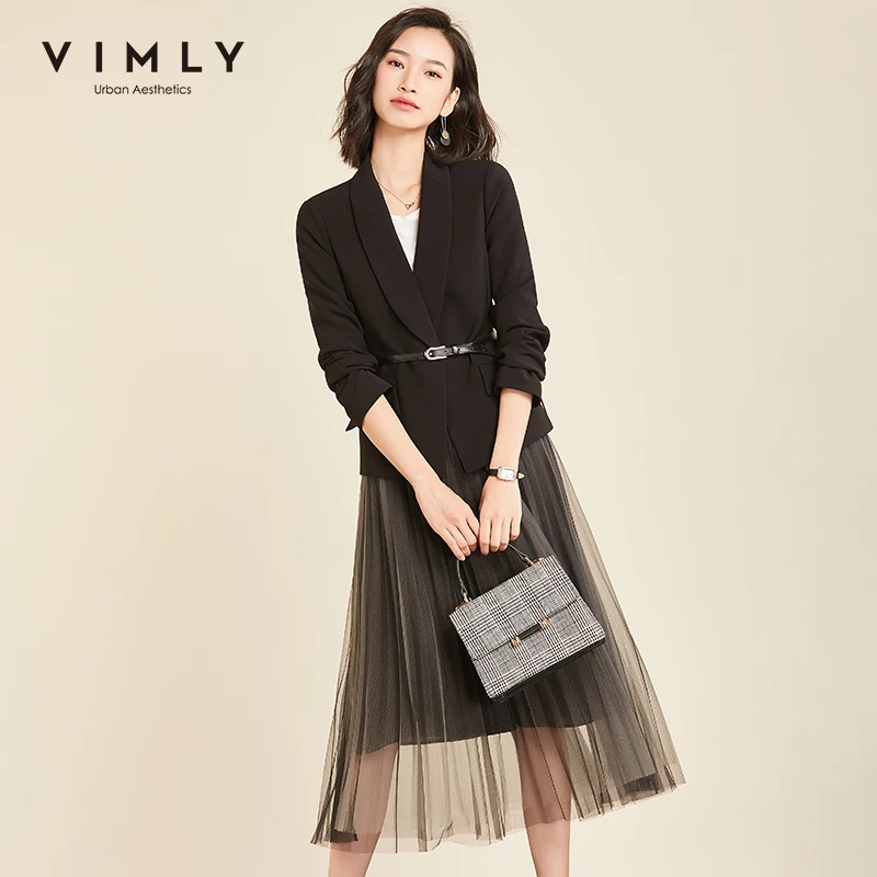 Женский элегантный офисный костюм Vimly комплект из 2 предметов однотонный Тонкий