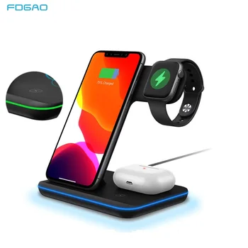 

FDGAO 3 in 1 15W Fast Wireless Charger Dock Station For iPhone 11 SE 2 XR XS X 8 iWatch 3 4 5 For AirPods Pro Qi Charging Stand