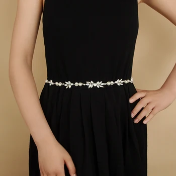 

YouLaPan Rhinestone Belt Clear Belt Fashion Bling Belt Sequin Wedding Bels for Women Dresses Silver Beaded Bridal Belt SH132