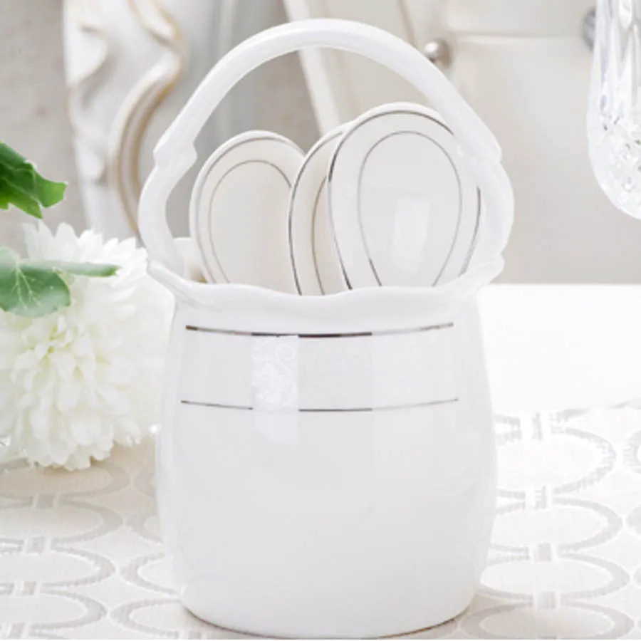 60 Heads jingdezhen ceramics Tableware Rice Bowl Dish Salad Noodles Bowl Plate Dinnerware Sets Kitchen Soup Pot Tableware