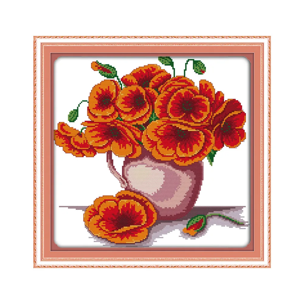 The colorful flowers cross stitch kit flower 18ct 14ct 11ct count printed canvas stitching embroidery DIY handmade needlework | Дом и сад
