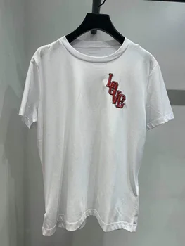 

2020 Summer Simple Wind Letter Pattern Embroidery Printing Leisure Solid Color T Shirt 23036