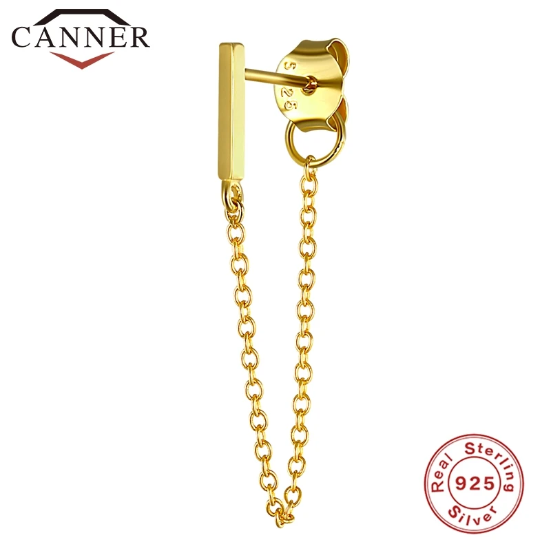 1pcs Gold Silver Color Lightning/Snake Chain Stud Earrings for Women 925 Sterling Silver Tassel Earrings Fashion Jewelry 