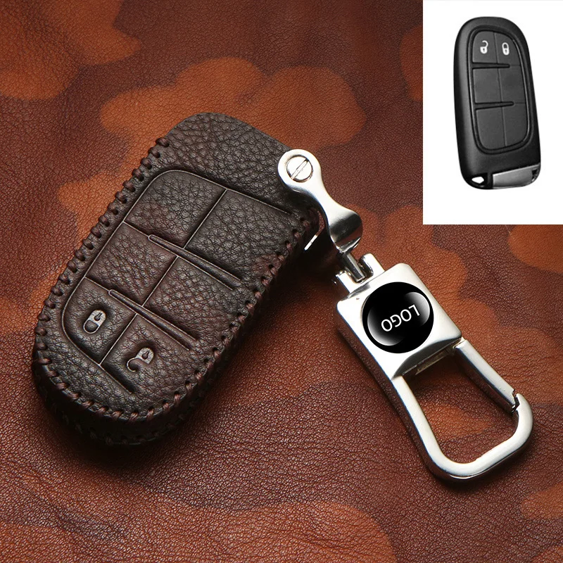 Кожаный чехол с верхним слоем для ключей, кольцо-держатель для Fiat/Jeep Renegade Grand Cherokee Chrysler 300C