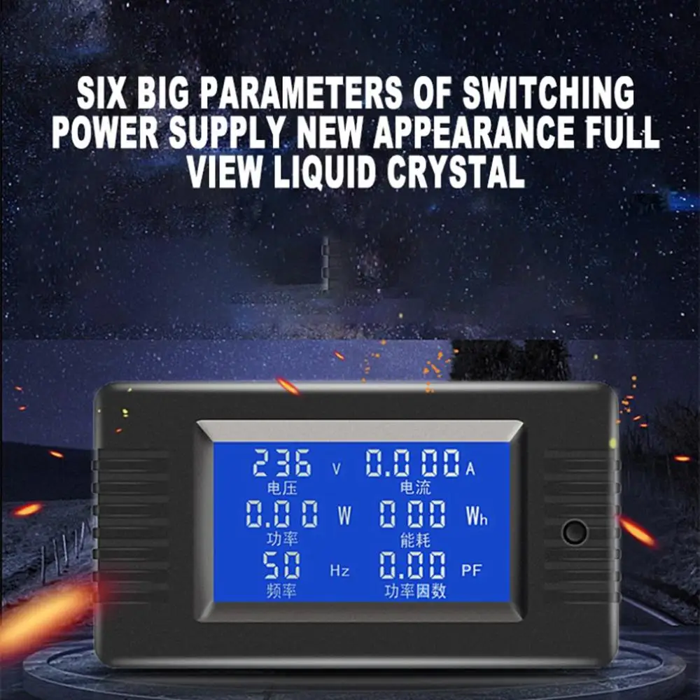 

Ac Digital Display Power Monitor Voltmeter Ammeter Power Meter Frequency Meter Factor Table Large-screen LCD