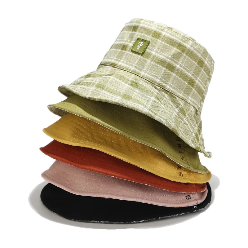 

Panama Bucket Hat Men Women Summer Bucket Cap Double sided Hat Punctuation Wide Brim outdoor hat Fisherman Hat Plaid Unisex Hat