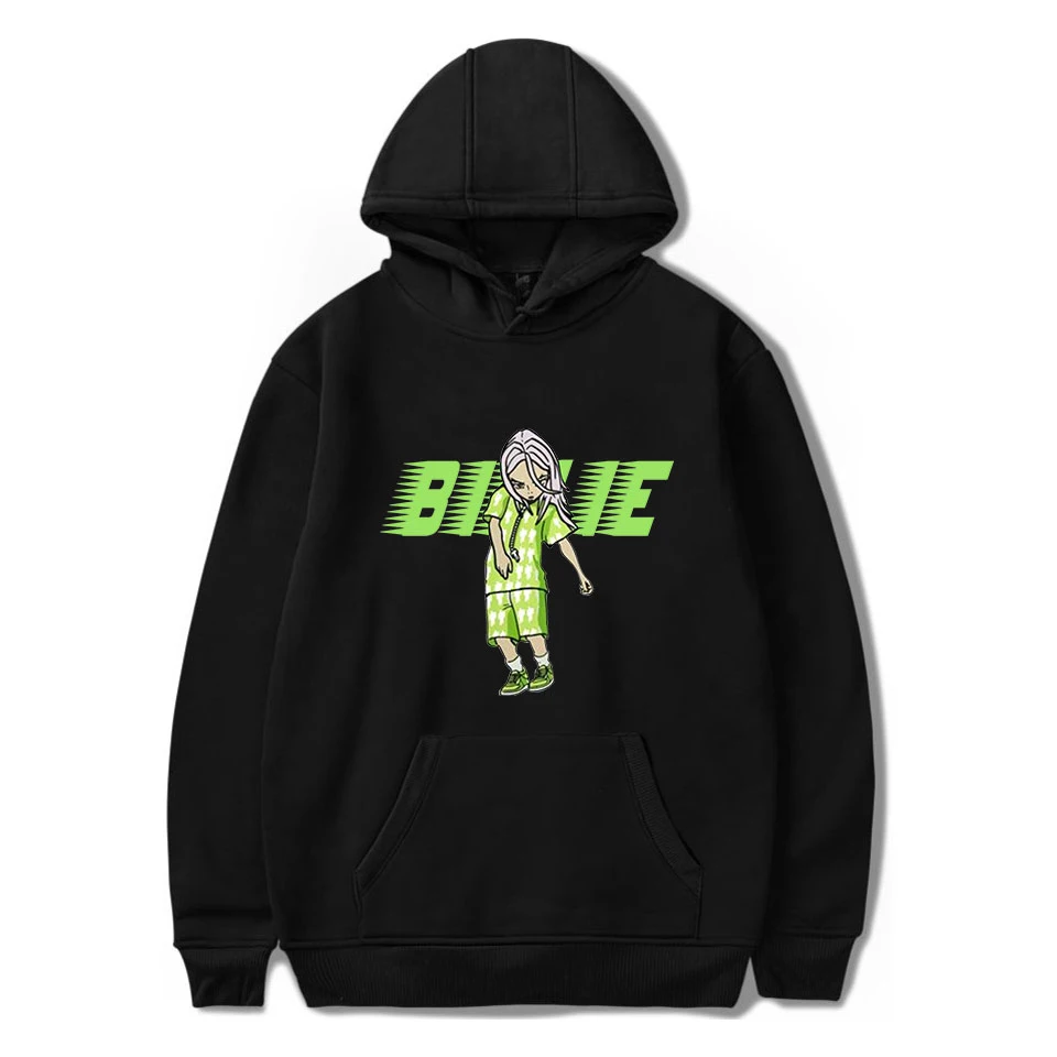 Black 2 Толстовка в стиле хип-хоп Billie Eilish, Sudadera Hombre, толстовка унисекс, Повседневная Уличная одежда, топы в стиле Kpop Billie Eilish, стильные толстовки с капюшоном для мужчин - Цвет: Black 2