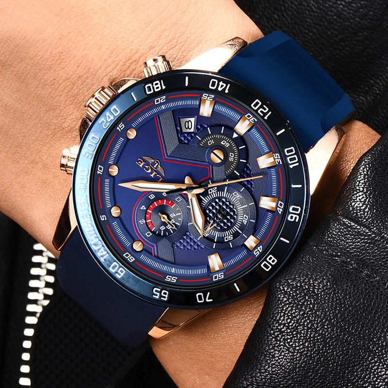 Lige New Mens Watches Fashion Blue Sport Watch Top Brand Luxury Clock Men Waterproof Quartz-4