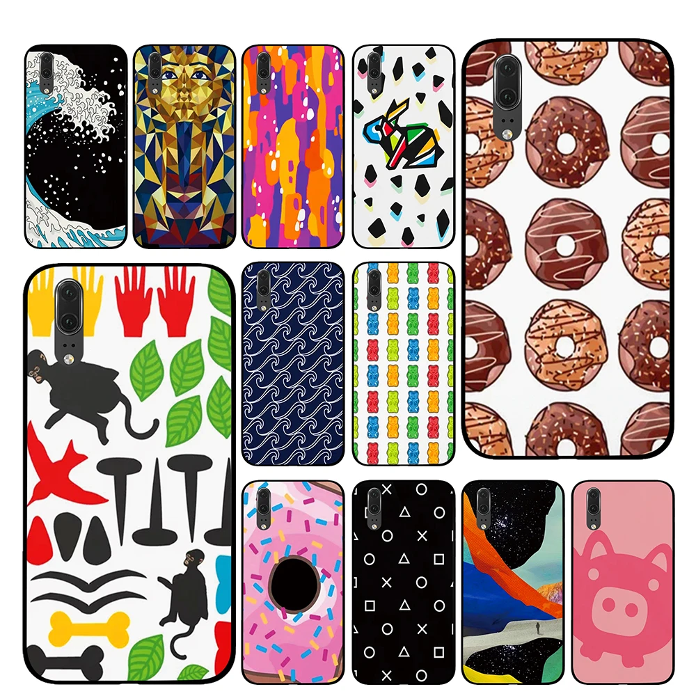 donuts pattern Luxury Cases Cover For Huawei P30 P20 P10 Mate 10 20 Pro Lite | Мобильные телефоны и аксессуары