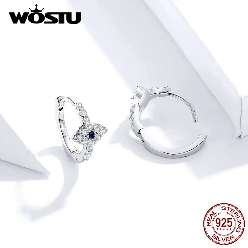 WOSTU Hot Sale 100% Real 925 Sterling Silver Earrings For Women Classic Zircon Lucky Eye &amp Gold Color Jewelry | Украшения и
