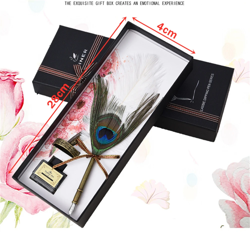 

Peacock Feather Dip Pen Cute Pens kawaii School Supplies Pens For Party Favors Graducate Souvenirs Bussiness Logo Customed