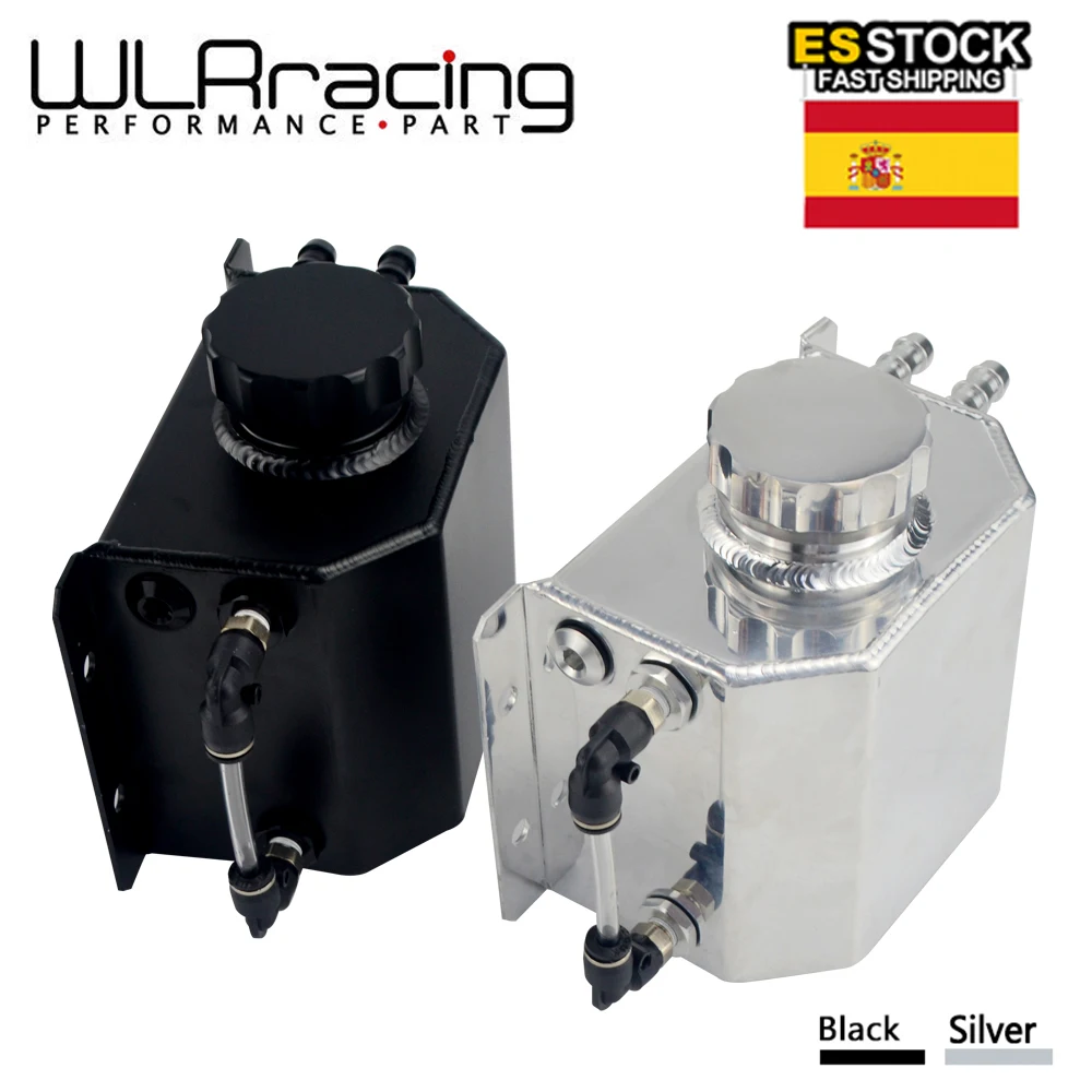 

WLR RACING - Universal 1L Aluminum Oil Catch Can Reservoir Tank With Drain Plug Breather Oil Tank Fuel Tank WLR-TK57