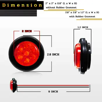 

24V Side Round Marker 2inch Trailer W/Rubber Grommet Camper Exterior Lamp