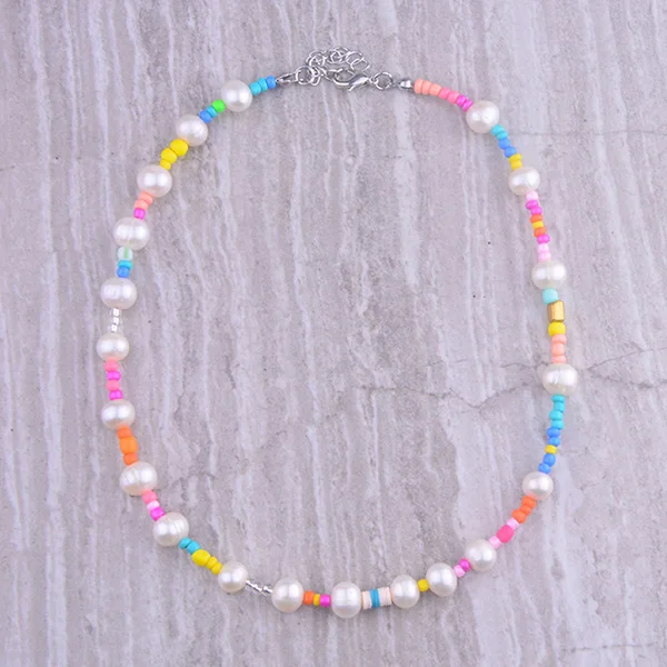 Boho, колье из пресноводного жемчуга, ожерелье с кулоном, женское, erkek kolye bijoux femme, ожерелье из бисера, ожерелье, мода - Окраска металла: necklace