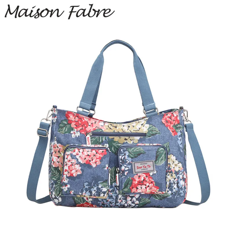 Женская нейлоновая сумка через плечо, сумка для телефона с цветочным принтом, женские сумки на молнии, водонепроницаемая сумка на ремне - Цвет: F