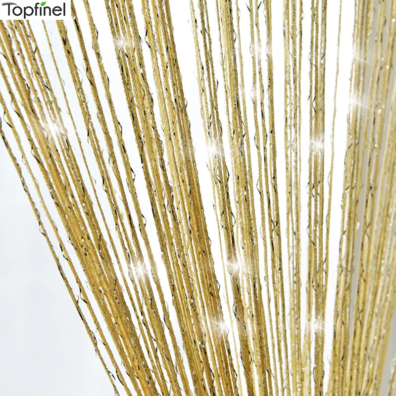 

Topfinel Shiny Tassel Line Curtains for living room Solid color string Door Curtains for window 300X260cm Home Decoration New