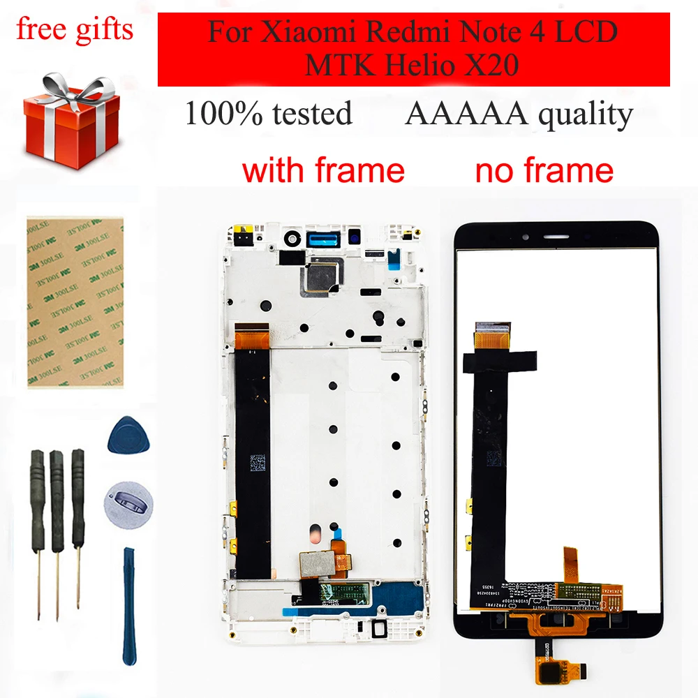 

For Xiaomi Redmi Note 4 LCD Touch Screen LCD Display Digitizer Module Assembly Frame For Redmi Note 4 MTK Helio X20 LCD Screen