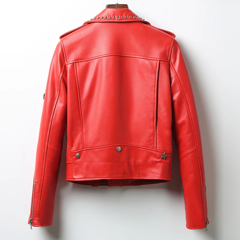 Женская короткая байкерская куртка из натуральной овечьей кожи LL88876 KJ3716 | одежда