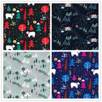 

45*145cm Polyester Waterproof Cartoon Christmas Printed Fabric Sewing Material Quilting Patchwork Needlework DIY Tablecloth