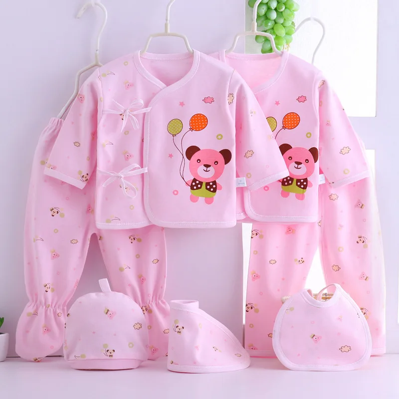 

Baby Clothes Sets Outfits Good Quality Cotton for Newborn Girl Boy Sets Infant Shirt+pant+romper+hat+bibs 7pcs/set