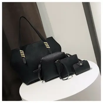 

4PCS Solid Crossbody Bags For Women PU Leather Bags Female Shoulder Bag Pack Fashion Travel Handbag Tote Ladies Messenger Bag